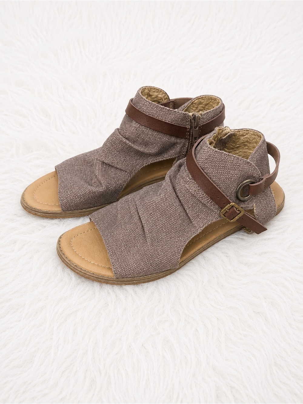 Blowfish Malibu Women’s 9.5 Open Toe Ankle Strap Sandals Boho Casual Neutral - Picture 2 of 4